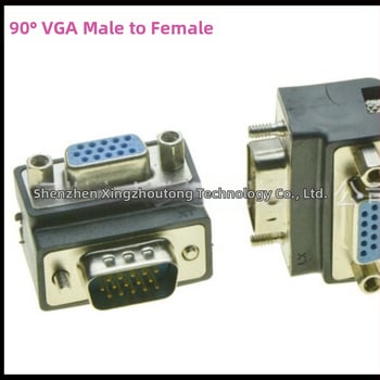 VGA koljeno adapter: muški–ženski, 15-pinski ženski na muški, za projektor/monitor, 90° i 270° savijanje