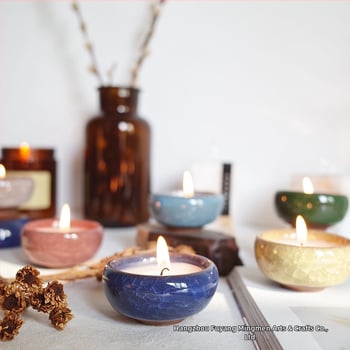 Keramička šalica s ledenim pukotinama za DIY aromatične svijeće, posuda za sojin vosak, kreativni držač svijeće