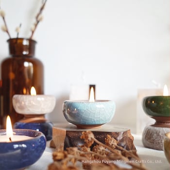 Keramička šalica s ledenim pukotinama za DIY aromatične svijeće, posuda za sojin vosak, kreativni držač svijeće