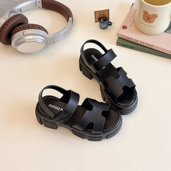 Dječje rimske sandale, 2026 model, korejski stil, crne, Velcro kopče, mekana podloga, sandale za princeze, ljeto