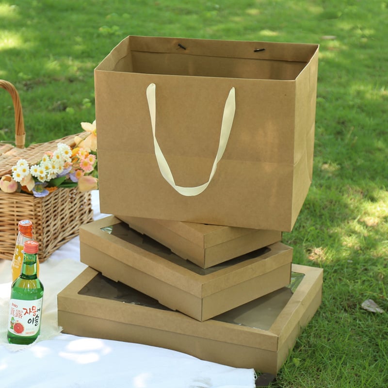 Torba za piknik od kraft papira – za dostavu, catering i pečenje, veliki kapacitet, ojačana izrada