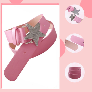 Dječji pojas od PU kože Barbie ružičasta s petokrakom zvijezdom, dodatak za nastupe, jednostavan i svestran