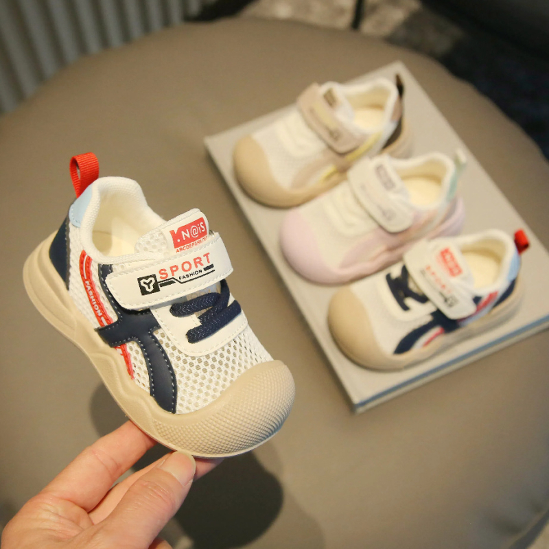 Cipele za hodanje za bebe, 12–36 mjeseci, mrežasti gornji dio, mekani đon, protuklizna potplata, Velcro zatvarač, funkcionalne tenisice za proljeće/ljeto