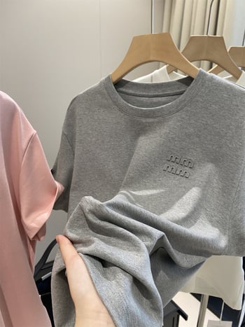 Ženski T-shirt od pamutno-mješavine, okrugli izrez, kratki rukavi, mekana udobna silueta