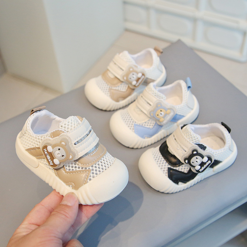 Unisex tenisice za prve korake beba i djece, prozračni mrežasti gornji dio, mekana potplata, Velcro zatvarač, crtani dizajn, 6-36 mjeseci, ljeto 2025
