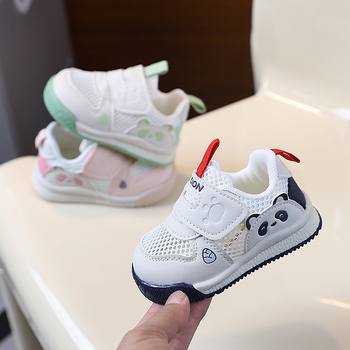 Prozračne mrežaste dječje tenisice s dizajnom Panda, lagane ljetne tenisice za unisex djecu, s Velcro zatvaračem i mekanom potplatom