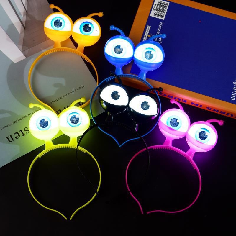 LED traka za glavu s blistavim velikim očima, vanzemaljski dizajn za zabave, ples i koncerte.