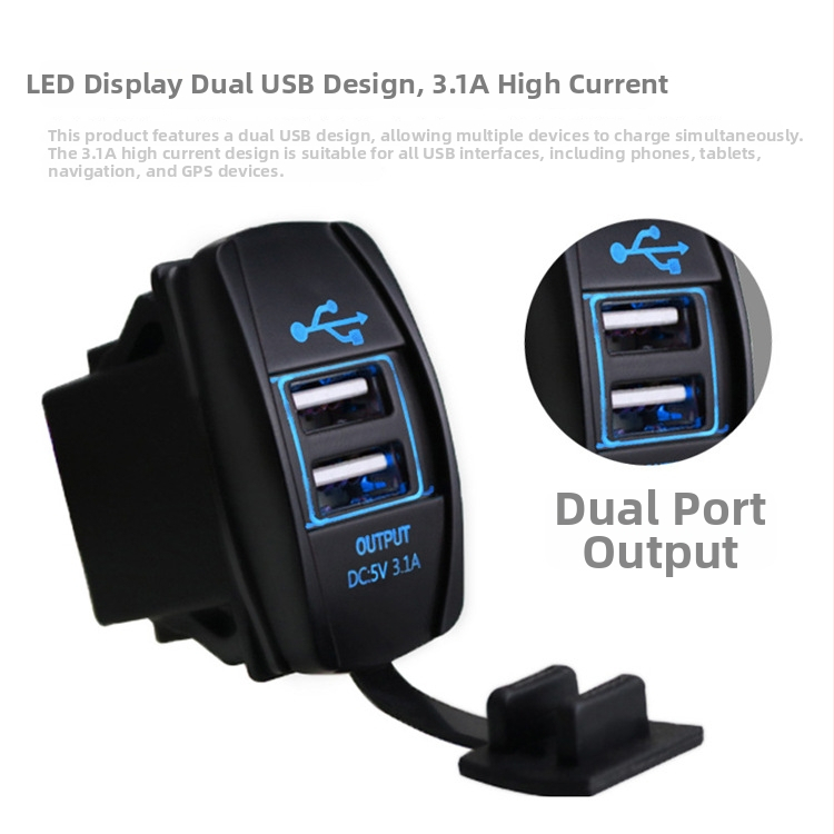 Nabíjač pre auto a motorku s dvomi USB portami, vodotesný, univerzálny 12-24V