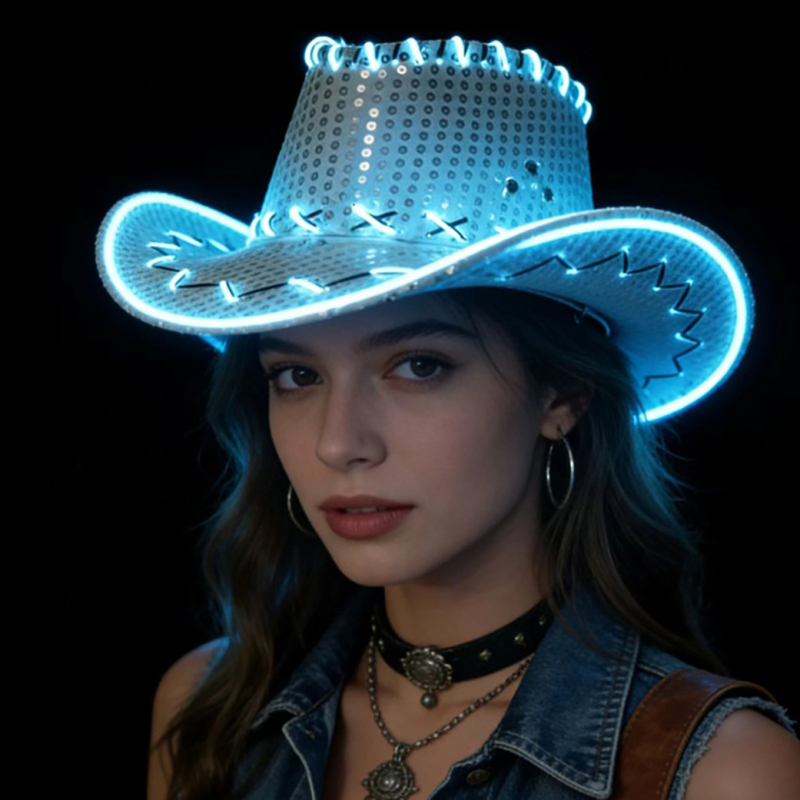 LED svjetleća kapa sa šljokicama – rekvizit za zabave i cosplay