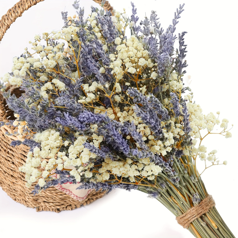 Buket suhih cvjetova gypsophila i lavanda, ručna izrada