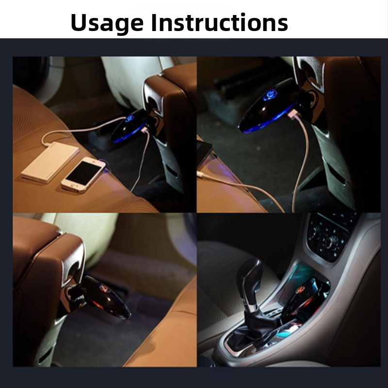 Kompaktni automobilni pročišćivač zraka s negativnim ionima i dvostrukim USB punjačem – uklanja mirise