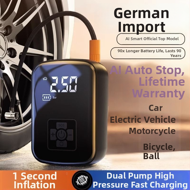 Bežično prijenosna auto pumpa za pneu, električni inflator s digitalnim zaslonom