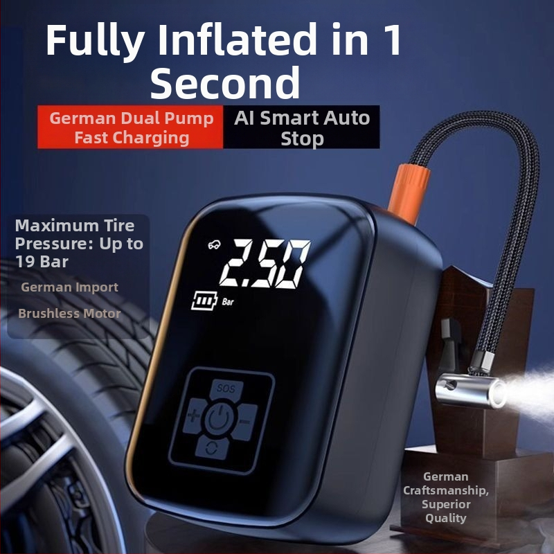 Bežično prijenosna auto pumpa za pneu, električni inflator s digitalnim zaslonom