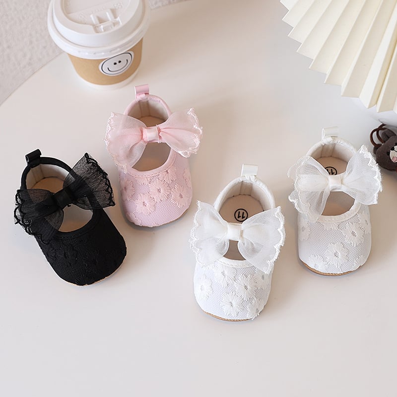 Cipele za bebe za djevojčice, korejski stil mašna, mekana potplata, protuklizne, Velcro zatvaranje, cvjetni uzorak, 6-36 mjeseci