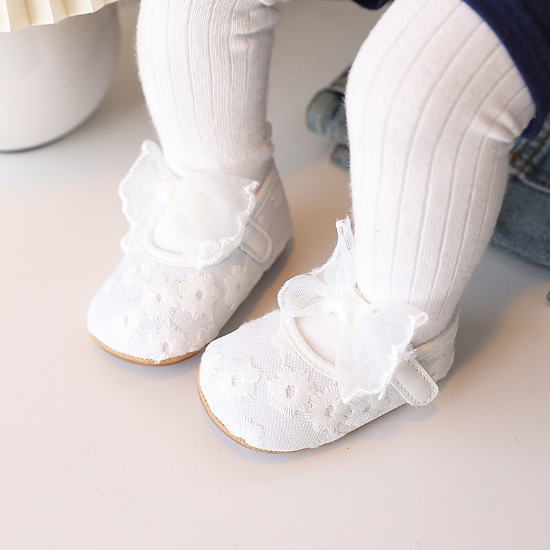 Cipele za bebe za djevojčice, korejski stil mašna, mekana potplata, protuklizne, Velcro zatvaranje, cvjetni uzorak, 6-36 mjeseci