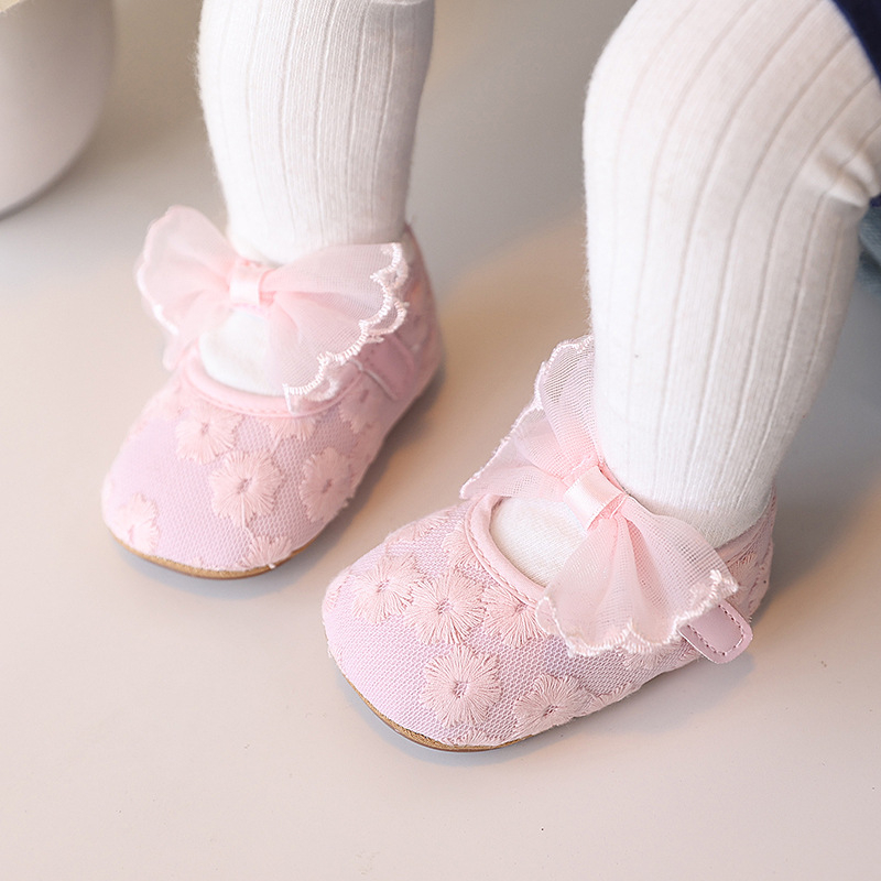 Cipele za bebe za djevojčice, korejski stil mašna, mekana potplata, protuklizne, Velcro zatvaranje, cvjetni uzorak, 6-36 mjeseci