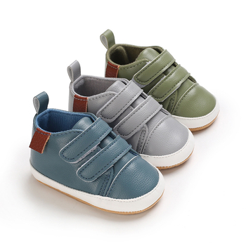 Cipele za bebe za proljeće-jesen, mekana potplata, PU gornji dio, slip-on, s Velcro zatvaračem
