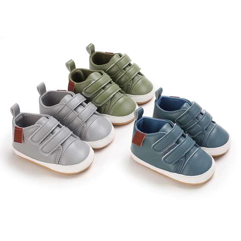 Cipele za bebe za proljeće-jesen, mekana potplata, PU gornji dio, slip-on, s Velcro zatvaračem
