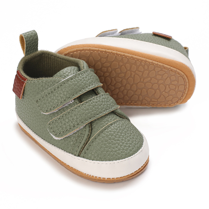 Cipele za bebe za proljeće-jesen, mekana potplata, PU gornji dio, slip-on, s Velcro zatvaračem