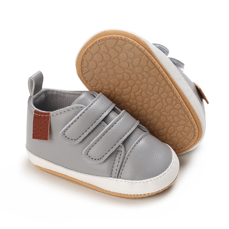 Cipele za bebe za proljeće-jesen, mekana potplata, PU gornji dio, slip-on, s Velcro zatvaračem