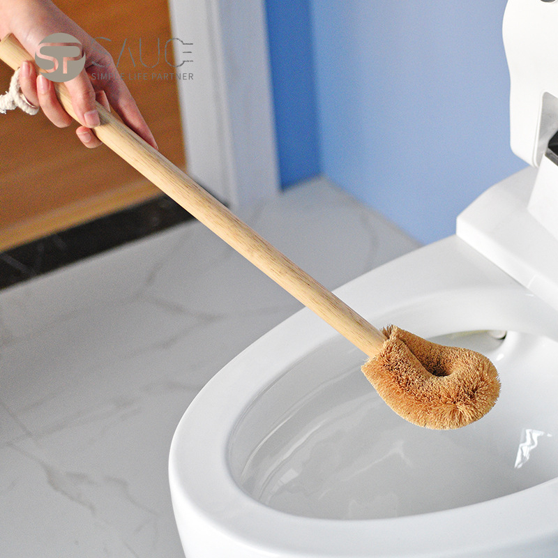 Četka za WC s dugim drvenim držkom i vlaknima od kokosovih vlakana za čišćenje kupaonice