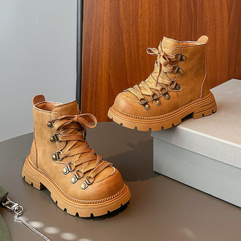 Dječje čizme za djevojčice jesen-zima 2025, korejski stil, sintetička koža, Martin čizme za djecu, srednje i veće veličine, gumeni đon