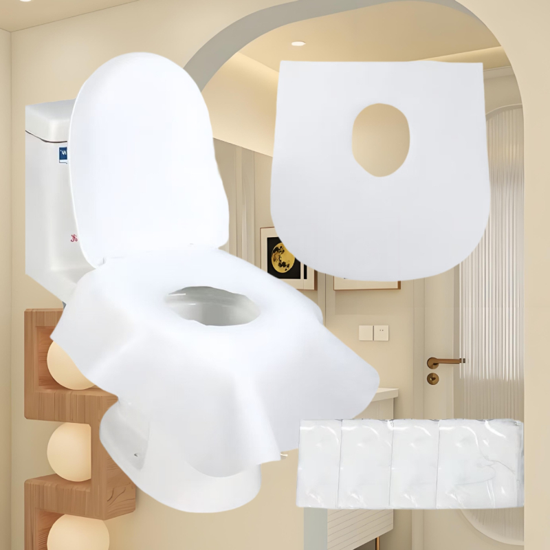 Zadebljani jednorazni podmetač za sjedalo WC-a za putovanja, kuću i hotel, vodootporan, netkana tkanina, veličina 60×64 cm, 10 kom.