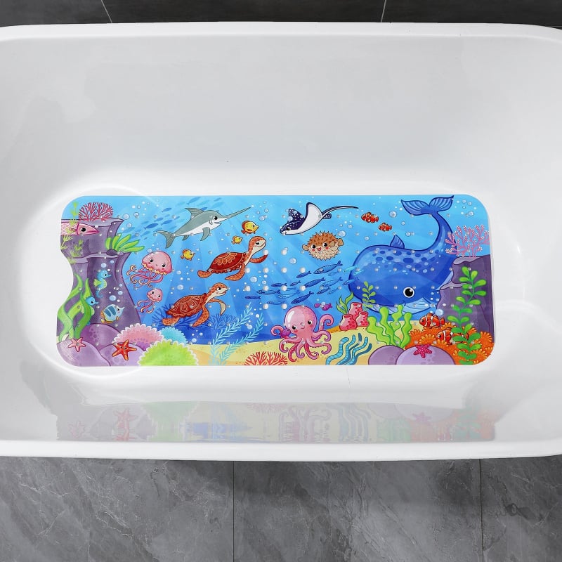 Proširena PVC podloga za kupaonicu, 100×40 cm, ekološki prihvatljiva protuklizna podloga s dječjim crtani dizajnom