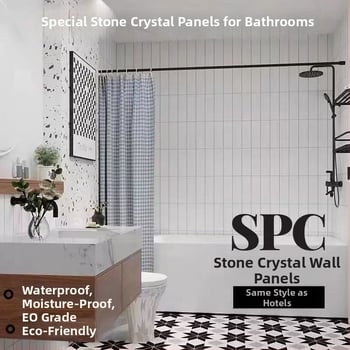SPC zidni panel od kamena‑kristala za renovaciju kupaonice, dekorativni zidni panel, vodootporan i vatrootporan