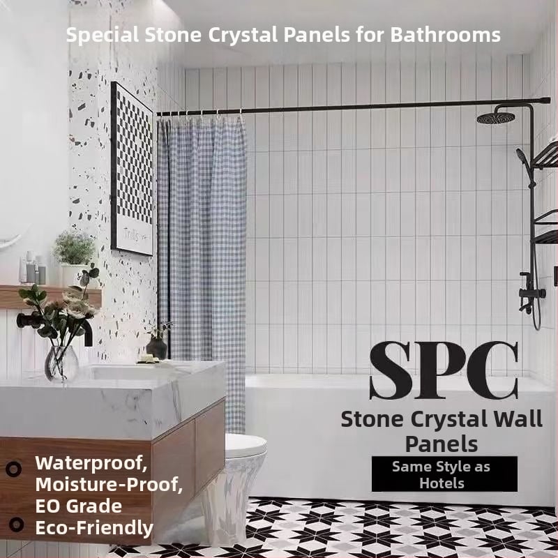 SPC zidni panel od kamena‑kristala za renovaciju kupaonice, dekorativni zidni panel, vodootporan i vatrootporan