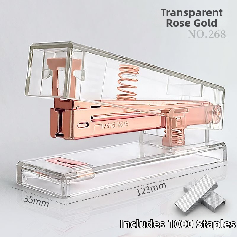 Capsator minimalist transparent pentru elevi și birou, portabil, cu acționare prin presiune