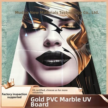 PVC zidni paneli 3D, šareni zlatno-mramorni uzorak, visok sjaj UV, bezšivne pozadine za unutarnje uređenje, ploča karbonskog kristala