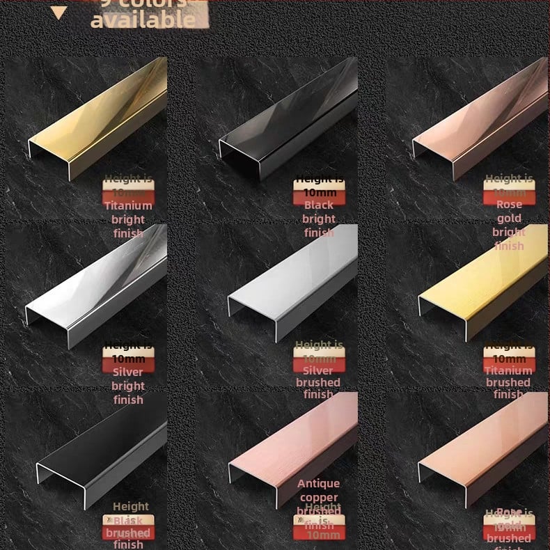 U-oblikovani dekorativni trak od nehrđajućeg čelika, rubni trak od aluminijske legure s udubljenim žlijebom, za zakrivljene stropove i pozadinske zidove