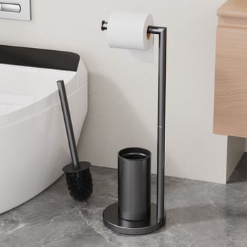 Stojeća četka za WC s integriranim držačem toaletnog papira i odvojivom četkom za čišćenje