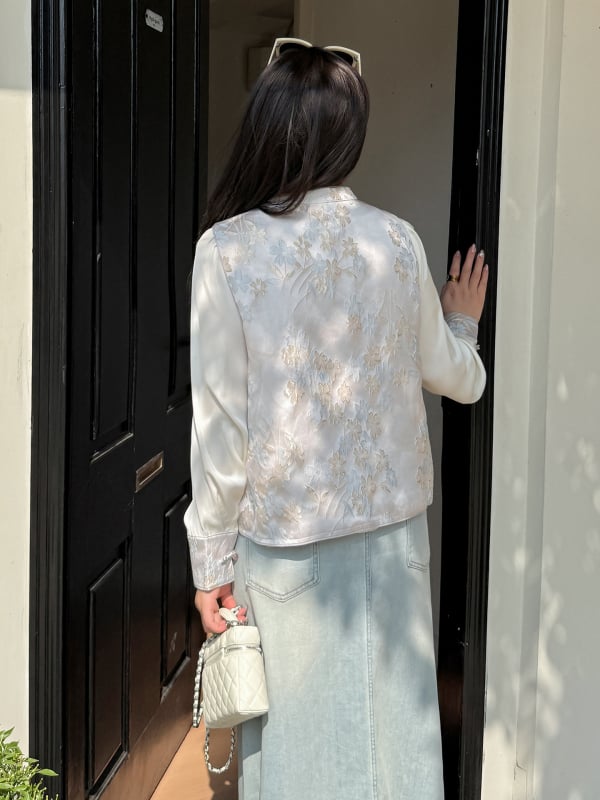 Inno Plus-Size îmbrăcăminte pentru femei în stil chinezesc nou, set Jacquard vestă cu cămașă, primăvara 2026, set din două piese, cod 313073