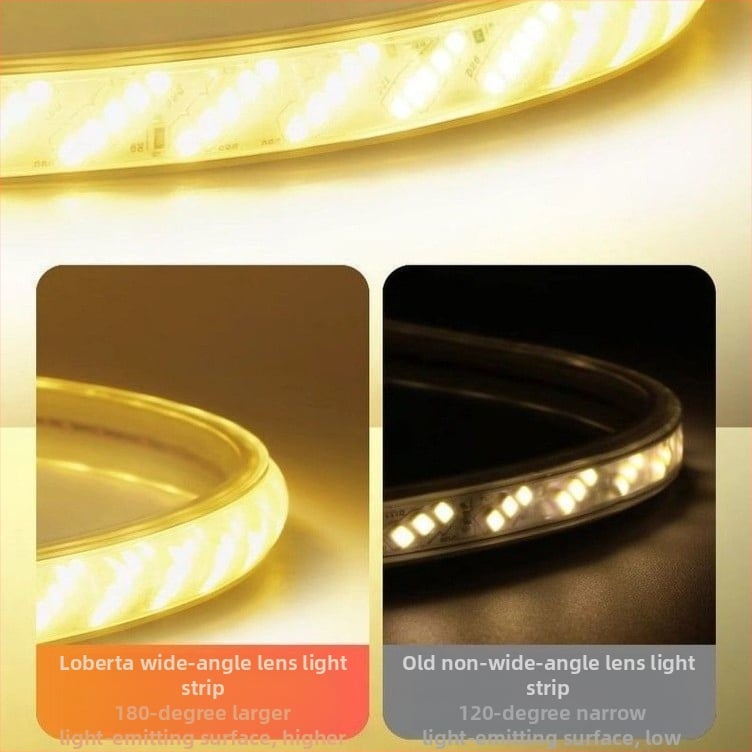 Ultra jasná LED páska pre vonkajšie použitie, vodotesná 220V, na vonkajšie steny a strop obývačky – teplá biela farba svetla