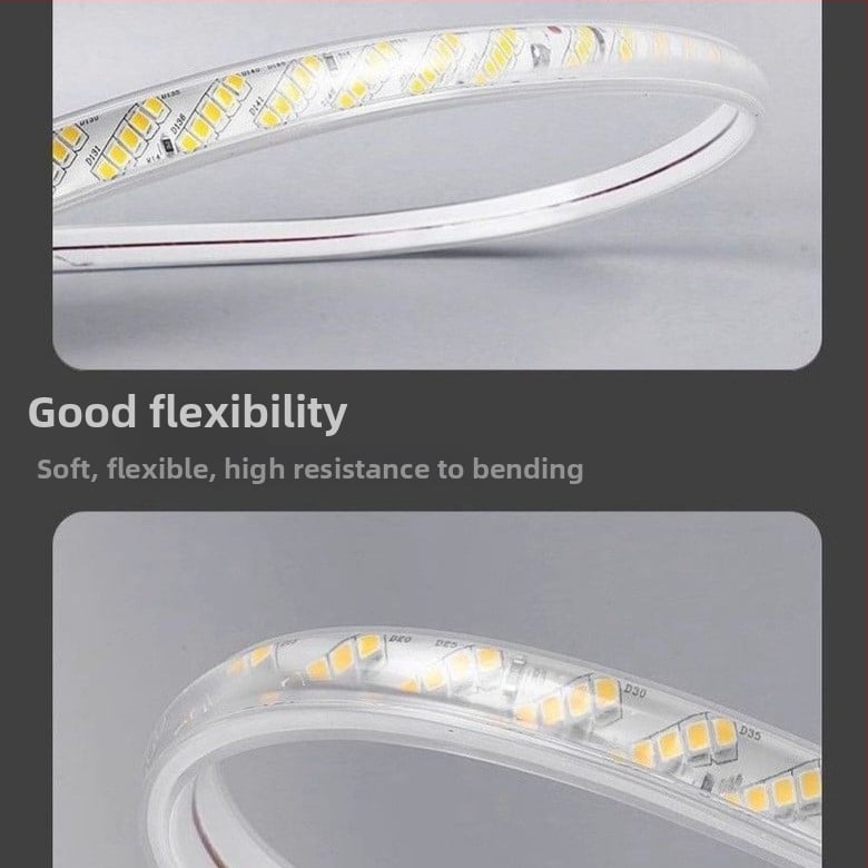 Ultra jasná LED páska pre vonkajšie použitie, vodotesná 220V, na vonkajšie steny a strop obývačky – teplá biela farba svetla