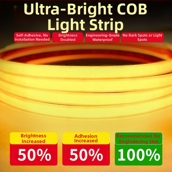 LED pás 220V, vonkajšia vodotesná, samolepiaca COB svetelná lišta pre atmosférické osvetlenie stropu v dome