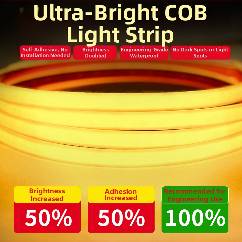 LED traka 220V, vodootporna, samoljepljiva COB traka za ambijentalno osvjetljenje stropa u domu