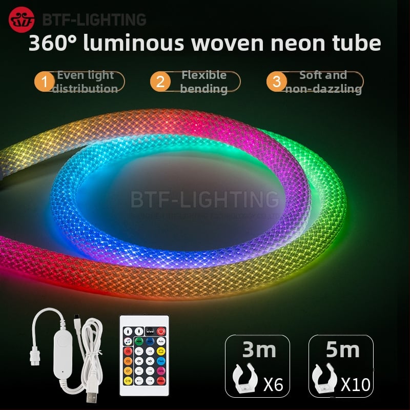 Neon fleksibilna LED traka u tkanom tekstilnom cijevi, okrugla 360°, vodootporno vanjsko reklamsko svjetlo