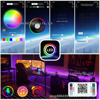 5050 LED pásik s Bluetooth aplikáciou, bezdrôtový set, epoxidovým povrchom, vodeodolný, viacfarebný, 12V, flexibilný svetelný pás so synchronizáciou s hudbou
