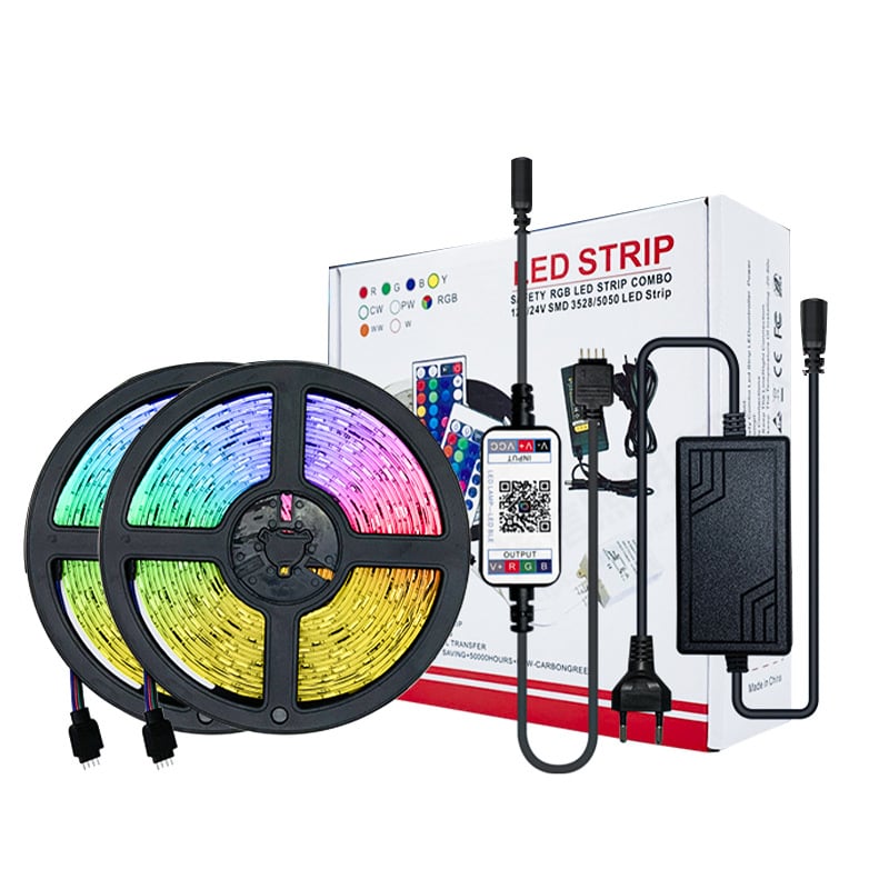 5050 LED trak s Bluetooth aplikacijom, bežični paket, epoksidnim premazom, vodootporan, višebojan, 12V fleksibilna svjetlosna traka s glazbom