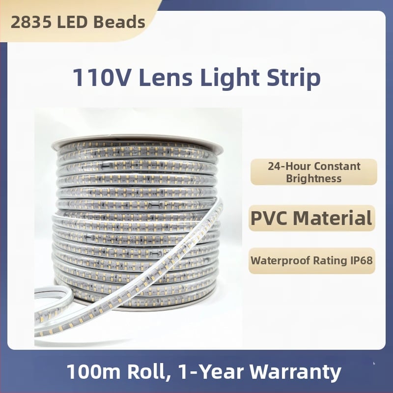 LED pás 110V so šošovkou, dvojradový, 180 LED, vonkajší vodotesný, veľmi jasný, jemné svetlo