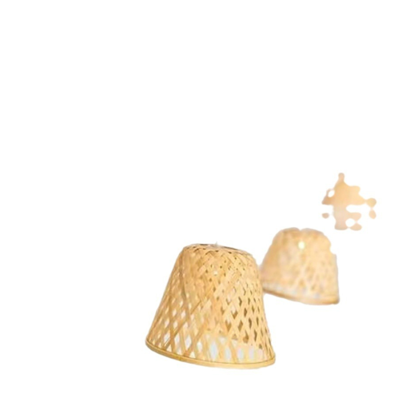 Bambusov abažur za LED vanjske solarne lampice niza, vrtna i dvorišna dekoracija, topla bijela, promjer 60 mm