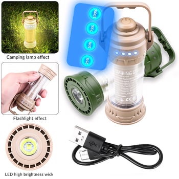 LED ambijentalna kamping svjetiljka, punjiva, prijenosna, za vješanje, više izvora svjetla, vanjsko osvjetljenje za šator