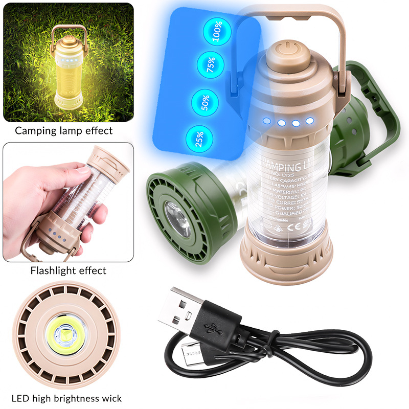 LED ambijentalna kamping svjetiljka, punjiva, prijenosna, za vješanje, više izvora svjetla, vanjsko osvjetljenje za šator