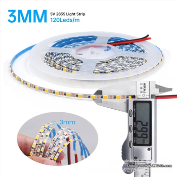 3 mm tenký ohybný LED pásik, 5V, 2835 LED, 110 LED/m, podsvietiaca páska