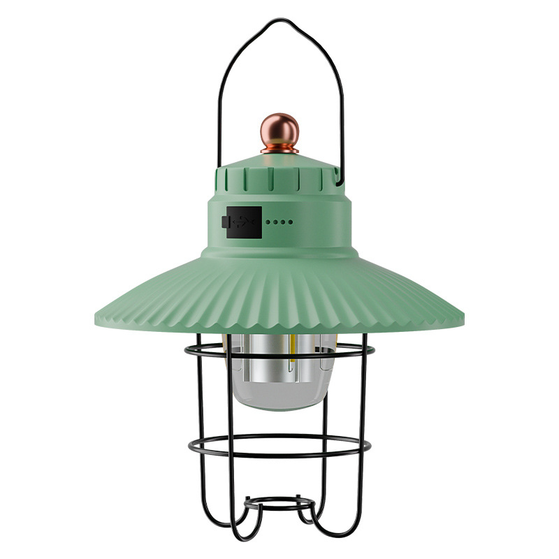 Vanjska kamping lampica s retro dizajnom, punjiva LED lampa, 1000 lm, topla svjetlost, prijenosna ručna lampica za šator