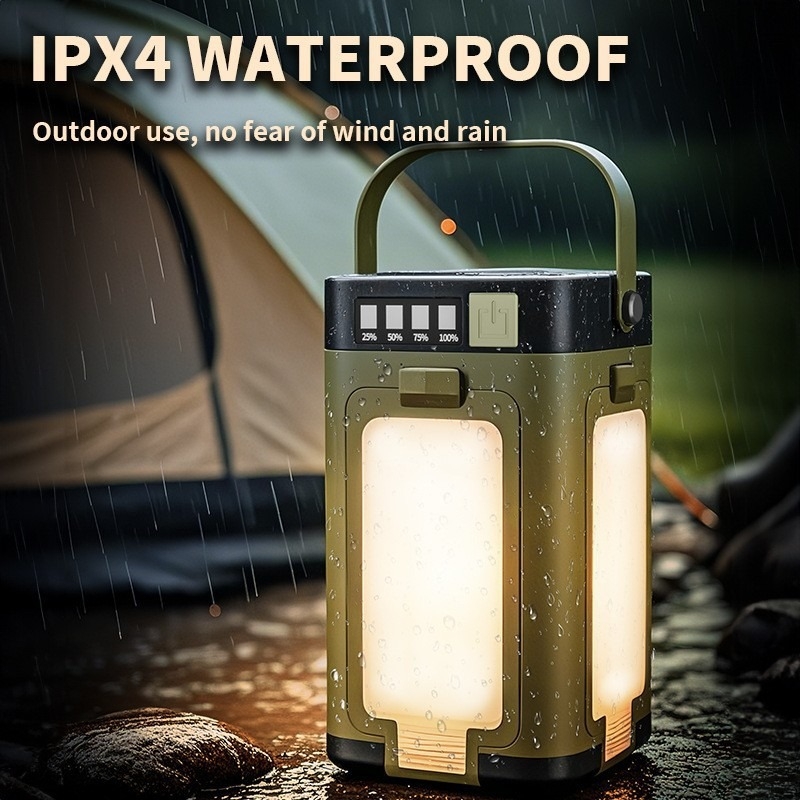 Vanjska kamping svjetiljka s dizajnom od četiri lista, solarno napajanje, USB-C prijenosna lampa za šator i ambijent.