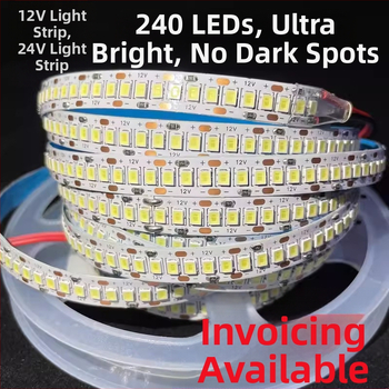 LED pás 12V/24V 2835, samolepiaci dvojrad, stropné osvetlenie s 240/360/480 LED